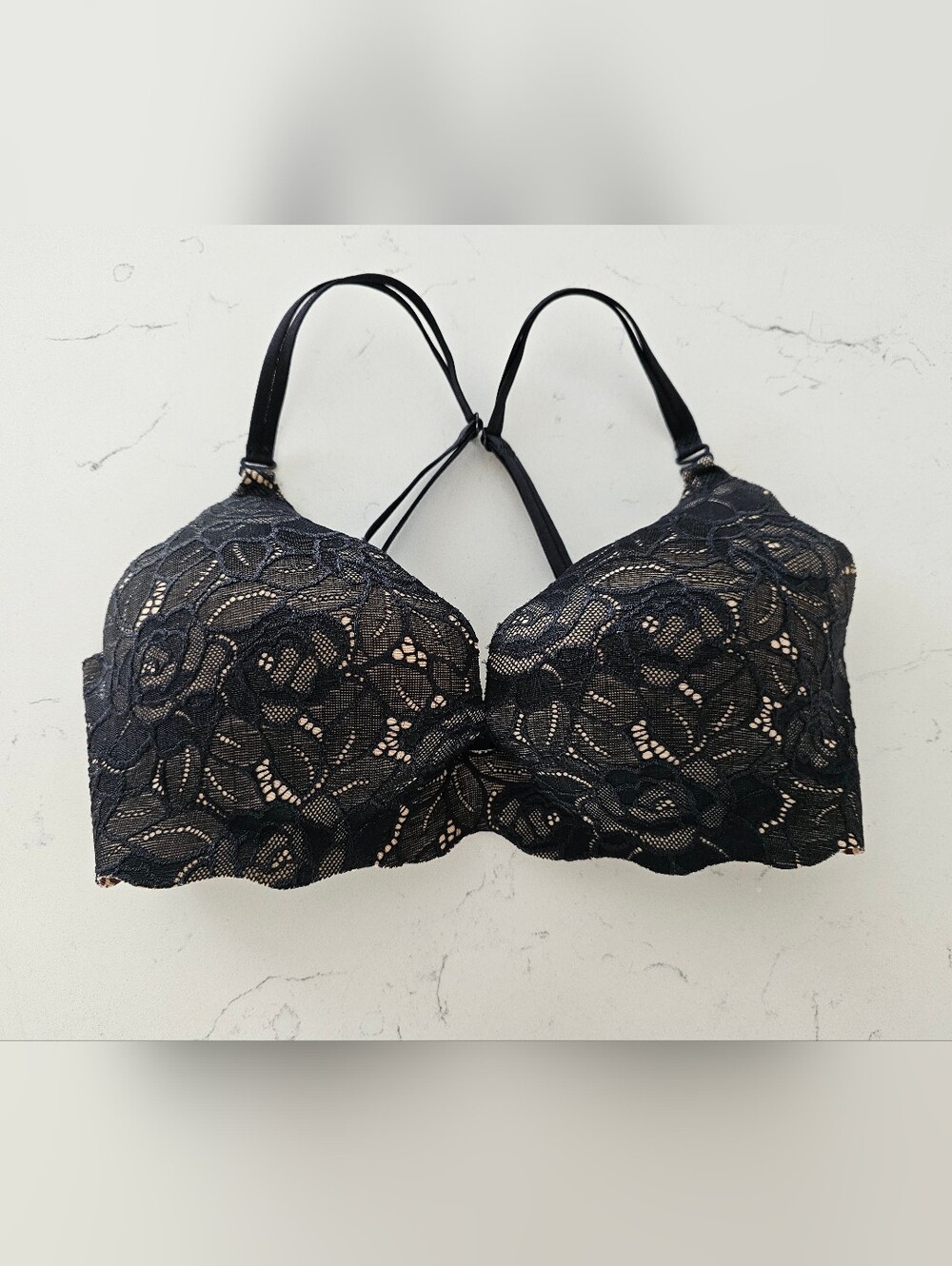 Victoria's Secret Black Lace Leopard Very Sexy Secret Embrace PushUp Bra 34D